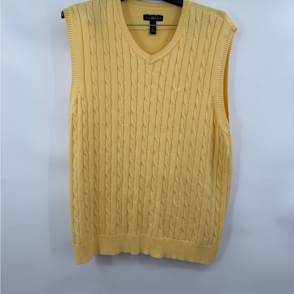 Club Room Men’s  Yellow Cable-Knit V-Neck‎ Sweater Vest